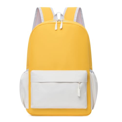 AOTIAN Medium Backpack, Men Women Casual Daypack for College Travel Work - color: Yellow White - 16 Inch