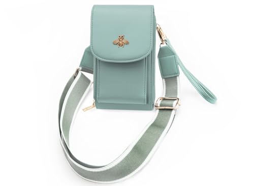 CrossBody Bags with Touchscreen Cell Phone Purse Window Zipper Pocket,RFID Blocking Card Holder iPhone bag for Women - color: Vertical - Light Green