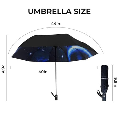 LLanxiry Compact Travel Umbrella, Windproof Automatic Umbrellas for Rain - color: Space (Auto), size: 44 Inch