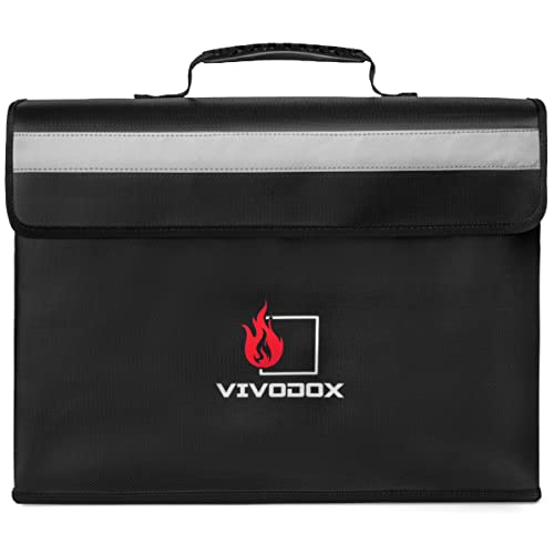 Fireproof Document Bag - Large (17" x 12" x 6") Fireproof Waterproof Storage for Binders, Legal Size Documents and Valuables, Heavy Duty Lightweight Briefcase for Home or Office