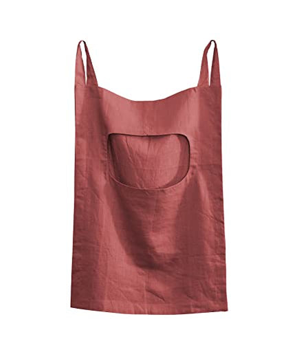 Amazhiyu 100% Linen Door Hanging Laundry Hamper Bag, 19x27 Inches Red - color: Red