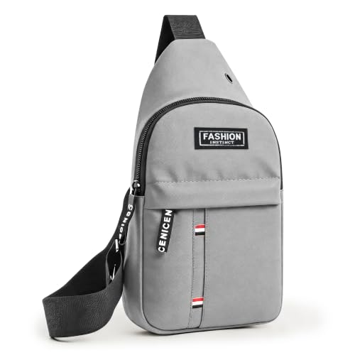 Sling Bag for Men, Multipurpose Cross Body Chest Bag Small Sling Backpack,Shoulder Bag for Travel Hiking - color: A-grey