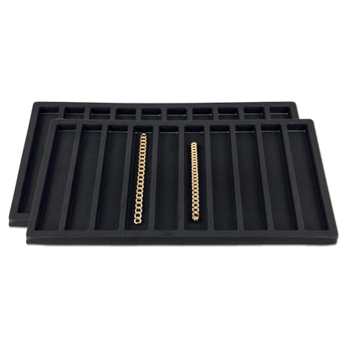 The Display Guys 2-Pack 10-Compartment Vertical Jewelry Tray Insert, Black - color: Black, size: Compartments - 10