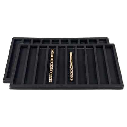 The Display Guys 2-Pack 10-Compartment Vertical Jewelry Tray Insert, Black - color: Black, size: Compartments - 10