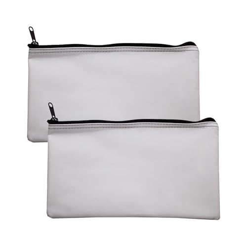 Cloth Zipper Pouch 2-Pack, White, 11 x 6 inches - color: White