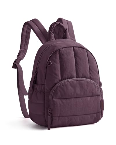 BAGSMART Mini Backpack for Women, Lightweight Puffer Backpack Purse, Quilted Casual Daypack, Water-Resistant Bookbag - color: Blackberry