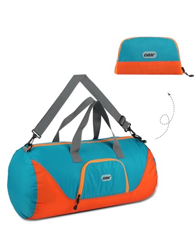 Packable Nylon Compact Foldable Large Duffle Bag for Travel Carry On Bag - color: Turquoise