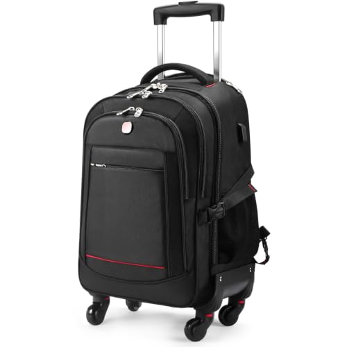 star cloud 4-Wheel Checked Rolling Backpack Extra-Large Roller Travel Laptop Backpack for Business, Water-Resistant Luggage, Backpack with Wheels for Commuting - size: Checked 24-Inch 55L