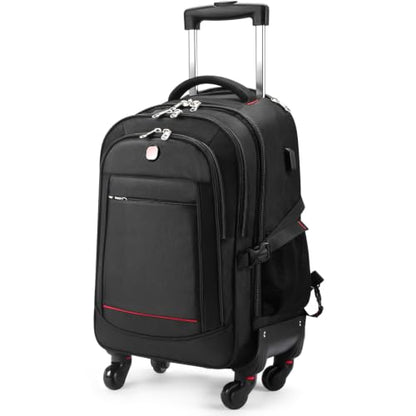 star cloud 4-Wheel Checked Rolling Backpack Extra-Large Roller Travel Laptop Backpack for Business, Water-Resistant Luggage, Backpack with Wheels for Commuting - size: Checked 24-Inch 55L