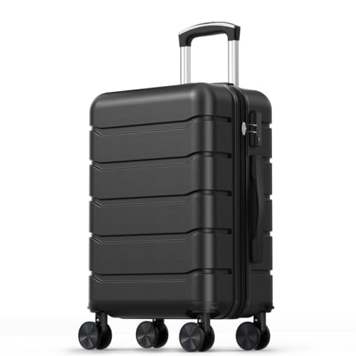 Sweetcrispy 20 Inch Carry on Luggage, Hard Shell Suitcase, Black - color: Black, size: 20 Inch