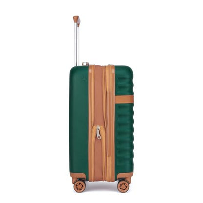 Kono Checked Luggage 28in Expandable Hardside TSA Lock Green - color: Green/Brown, size: Checked-large 28-inch