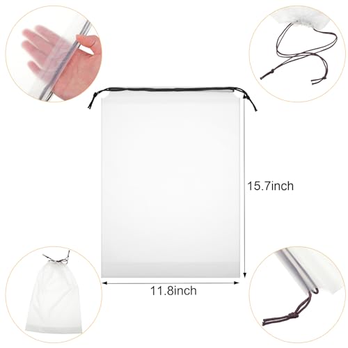 60 Drawstring Shoe Bags 11.8x15.7" 60 Clear Clothes Bags 10x13"