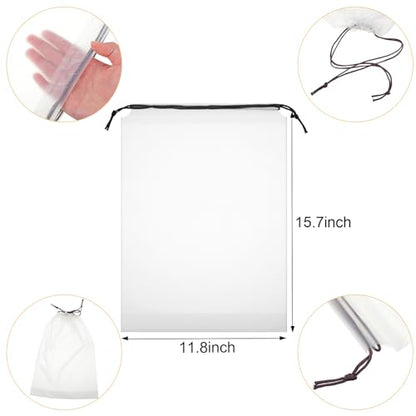 60 Drawstring Shoe Bags 11.8x15.7" 60 Clear Clothes Bags 10x13"