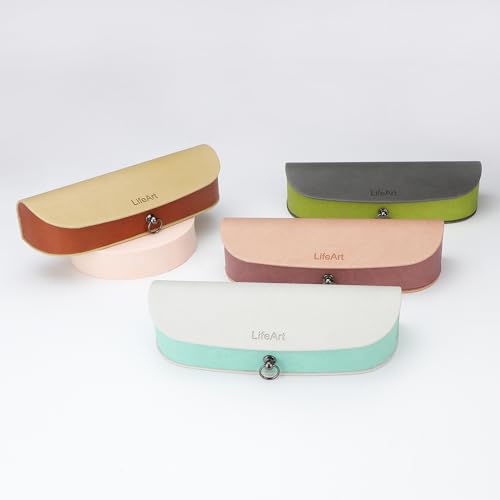 LifeArt Eyeglass Case Hard Shell, Portable Sunglass Case, Fashionable PU Leather Eyeglass Case, Lightweight - color: Banyuan_light Pink