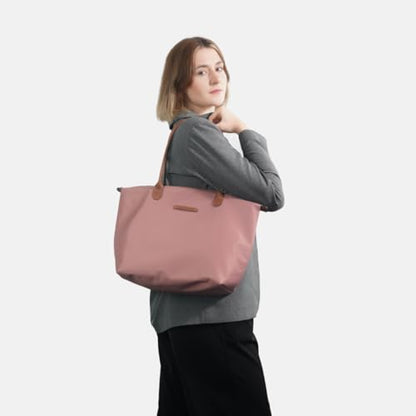 Waterproof Nylon Tote bag for Women Lightweight Designer Handbag with Zipper Stylish and Durable Purse - color: Pink, size: Medium