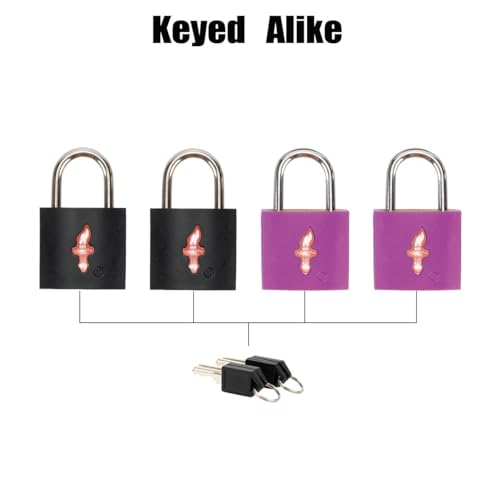 Safe Skies Keyed Alike TSA Lock 4-Pack, Black+Purple - color: black+juice