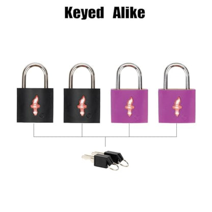 Safe Skies Keyed Alike TSA Lock 4-Pack, Black+Purple - color: black+juice