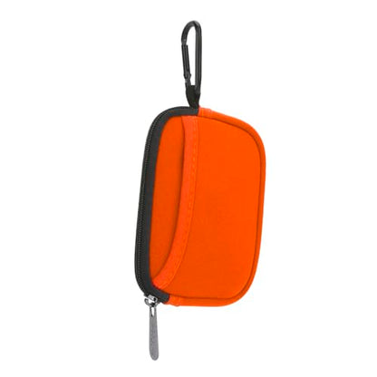 E-Tree Small Soft Neoprene Zipper Pouch with Carabiner Clip,Tech Bag Orange - color: Orange