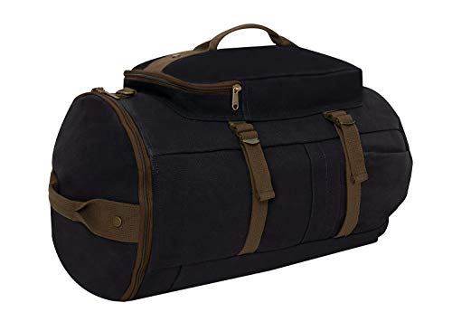 Rothco Convertible Canvas Duffle Backpack – Outdoor Camping Weekend Travel Bag 30L - color: Black
