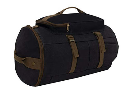 Rothco Convertible Canvas Duffle Backpack – Outdoor Camping Weekend Travel Bag 30L - color: Black