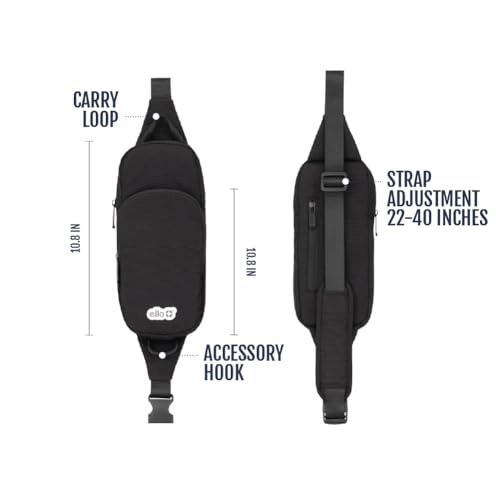Ello Crossbody Sling Water Bottle Bag | Fits 24oz | Pockets, Adjustable Strap, Drawstring Fastener, Machine Washable - color: Black