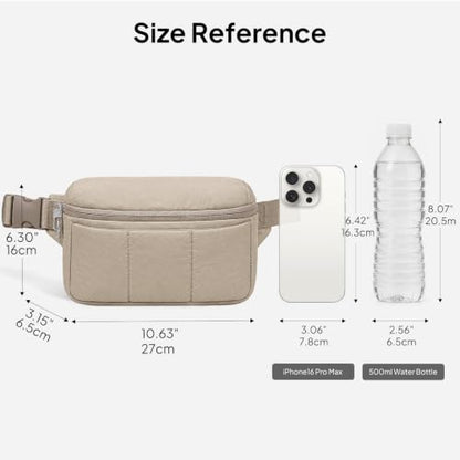 TOPEAST 3.5L Fanny Pack for Women Taupe Waist Pack with Water Bottle Holder - color: Taupe