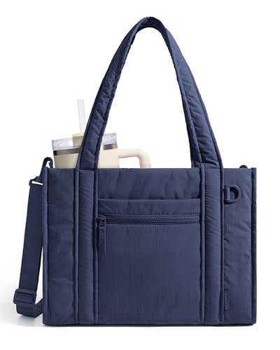 BAGSMART Boxy 여성용 토트백, 지퍼가 달린 크로스바디 작업 가방 - color: 네이비, size: 스몰