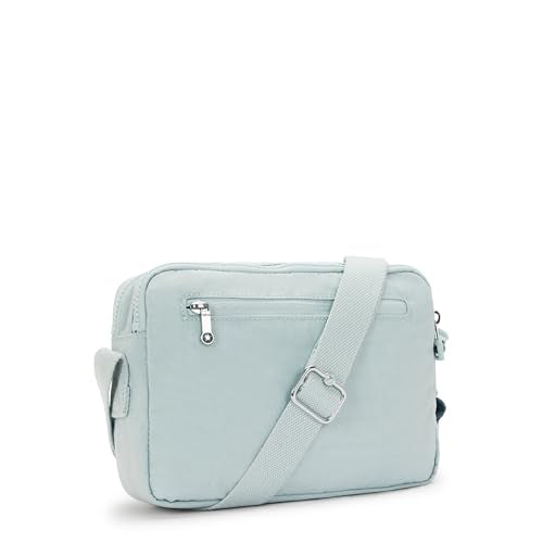Kipling Women’s Abanu Medium Crossbody Bag, Lightweight, Adjustable Nylon Waist Pack with Multi-Compartment Zip Pockets - color: Breezy Blue, size: 3.5''L x 6.75''H x 9.5''D