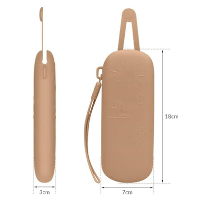 Travel Essentials Makeup Brush Holder,Portable Make Up Organizer,Silicone Cosmetic Brush Pouch with Magnetic Buckle,Sunglass Organizer Travel Essentials (Brown) - color: Brown