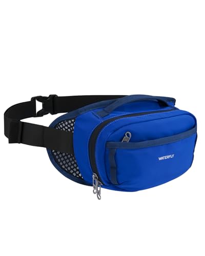 WATERFLY 2.3L RFID Fanny Pack: Anti-Theft Bellows-Style Opening for Hiking - color: Navy Blue