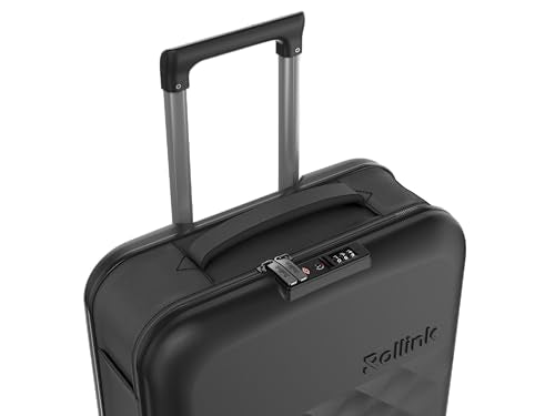 ROLLINK Foldable Flex 360 Carry-On Suitcase 21” – Hardshell Luggage, Double Spinner Wheels, TSA Lock, Lightweight & Durable Travel Case – Scratch, Water & Impact Resistant (Black) - color: Black, size: Carry-On International 21-Inch