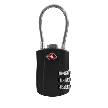 TSA Approved Small Combination Lock for Luggage Locker Suitcase - color: Black