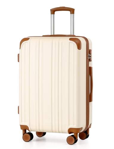 Coolife Luggage, Lightweight and Durable Hardshell, 24 in, apricot white - color: apricot white, size: M(24in)