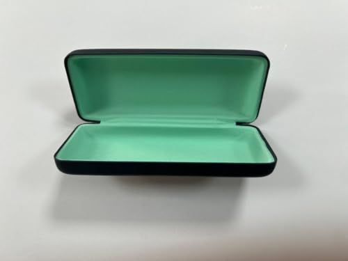 Premium Curved Rectangular Glasses Case, Hard Shell PU Leather Eyewear Holder. Magnetic Closure. - color: Dark Slate Blue-gray