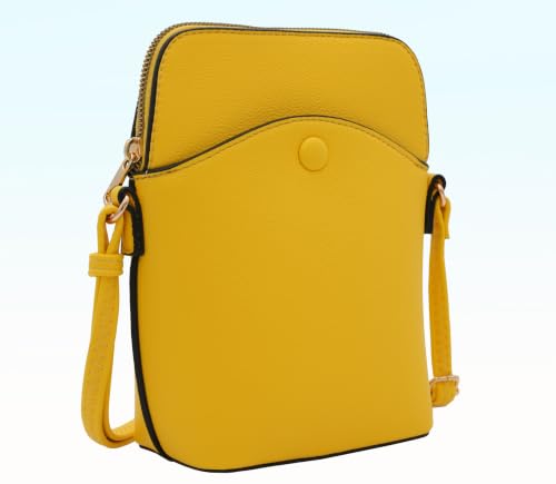 Solene Small Crossbody Bag with Gold Hardware, Mini Shoulder Purse with Adjustable Strap - color: Yellow