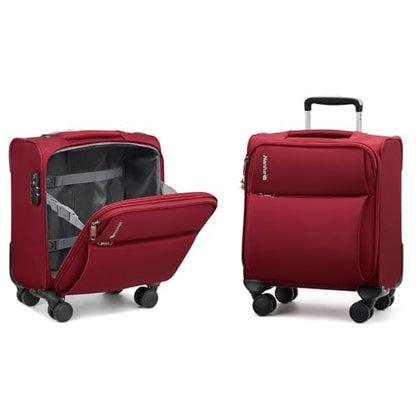 Hanke Underseat Carry On Luggage with Wheels, Small Suitcase, Rolling Bag - color: Burgundy, size: 16 Inch Underseat