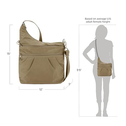 Travelon Anti-Theft Signature 3 Compartment Crossbody Bag - color: Latte