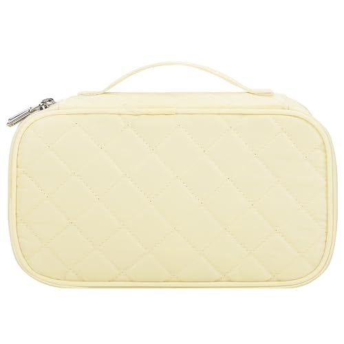 Relavel 여행용 메이크업 가방, 메이크업 브러시 칸이 있는 소형 화장품 가방 - color: 화이트., size: 2-중형