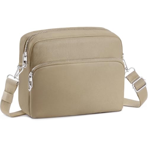 TOPEAST Anti-Theft Crossbody Travel Bag for Women Men, Lightweight Shoulder Bag Classic Design for Trip, Daily Use, Sport - color: Taupe