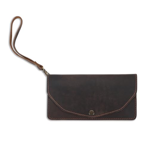 Leather Money Bag Wallet for Women, Brown - color: Brown