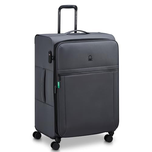 United Colors of Benetton Be Softside Expandable Luggage with Spinner Wheels, Anthracite, Checked-Large 27 Inch - color: Anthracite, size: Checked-Large 27 Inch