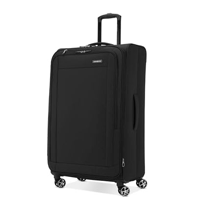 Samsonite Saire LTE Softside Expandable Luggage with Spinner Wheels, Black, Large Checked Suitcase - color: Black, size: Checked-Large Spinner