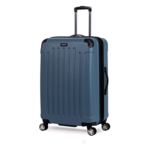 Kenneth Cole REACTION Renegade Luggage Expandable 8-Wheel Spinner Lightweight Hardside Suitcase, Granite Blue, 28-Inch Checked - color: Granite Blue, size: 28-Inch Checked