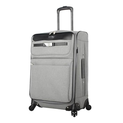 Nicole Miller Designer Luggage Collection - Expandable 24 Inch Softside Bag - Durable Mid-sized Lightweight Checked Suitcase with 4-Rolling Spinner Wheels