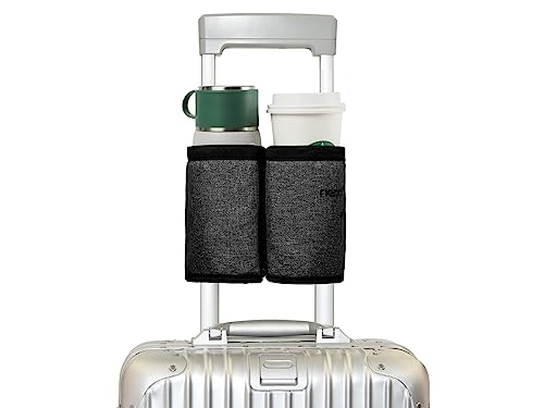 riemot Luggage Travel Cup Holder Free Hand Drink Carrier Carbon Black - color: 2. Hook & Loop: Carbon Black