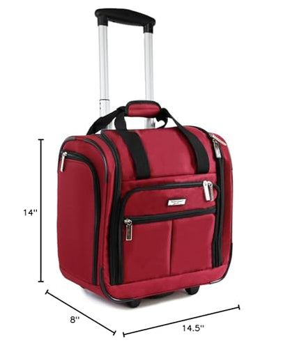 Pacific Coast Signature Underseat 15.5" Rolling Tote Carry-on - color: CRIMSON