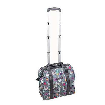 Lily Bloom Designer Under the Seat Tote Cabin Luggage Collection - 15 Inch Patterned Carry on Bag For Women - Lightweight Suitcase with 2 Rolling Wheels (Llama Mama) - color: Llama Mama