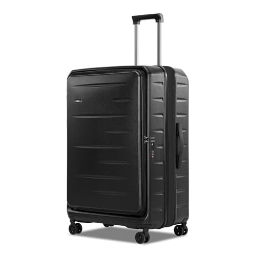 CENSIEN Expandable Checked Luggage, 28 Inch Top Opening Trunk Suitcases - color: Black, size: 28 Inch EXT