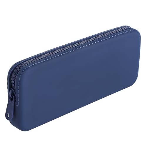 Silicone Makeup Brush Holder Travel Makeup Bag Soft Portable Brush Organizer, Large Travel Essentials Makeup Brush Case Zipper Pouch (Blue) - color: Blue