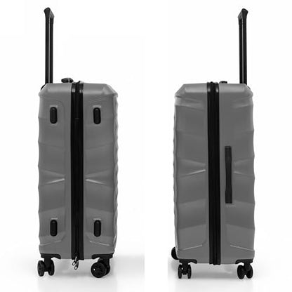 DUKAP RAV 24-Inch Medium Checked Hardside Spinner Luggage Durable Zippered Silver - color: Silver, size: 24 Inch